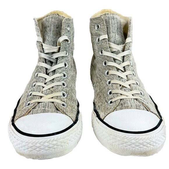 Converse All Stars Hi Top Sneakers Womens Sz 10 Gray Tweed Metallic Sparkle - Picture 7 of 13